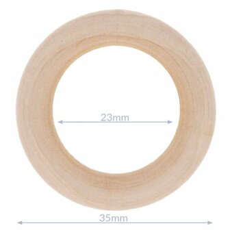 Houten bijtring naturel 7 cm buitenmaat