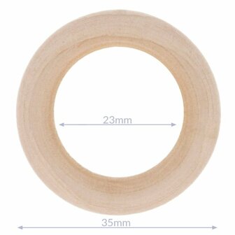  Houten bijtring naturel buitenmaat 70mm  