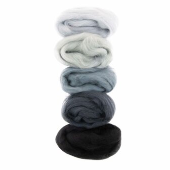 Europese Merino Lontwol &ndash; Kleur 10, grijs/zwart