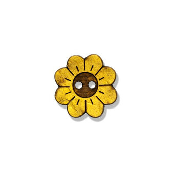 Knoop kokosnoot Bloem  - 15mm Geel  (  (23051/13)