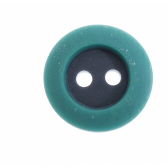 Knoopje tweekleurig, 15 mm - Licht Petrol/ Grijs