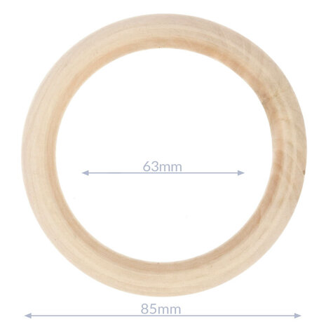 Houten bijtring naturel 8.5 cm buitenmaat