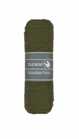 double four, dark olive, hooks and yarn