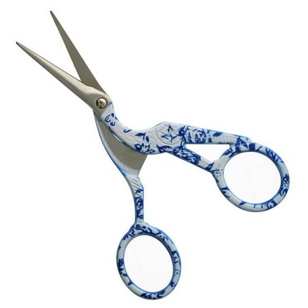 Borduurschaar Ooievaar Blauw Wit - 11,5 cm