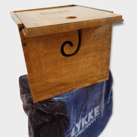 LYKKE Crafts - Mangowood Oversized Yarn Box met fluwelen opberghoes.