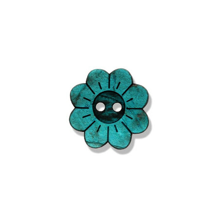 Knoop kokosnoot Bloem - 15mm Turquoise ( (23051/2105)